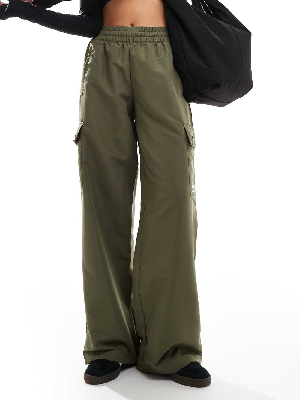 adidas Olive Green Wide-Leg Cargo Pants